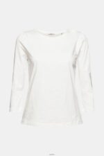 Women Esprit Off White Casual cotton slub t-shirt T-Shirts XF4444539 - Image 5