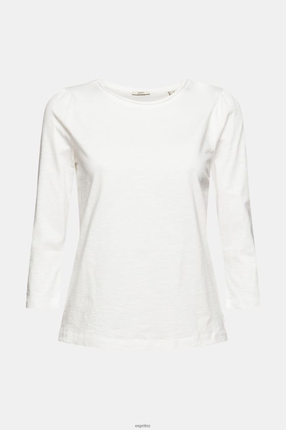 Women Esprit Off White Casual cotton slub t-shirt T-Shirts XF4444539 - Image 5
