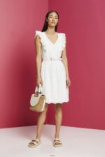 Women Esprit Off White Cotton lace dress Dresses XF4444191 - Image 2