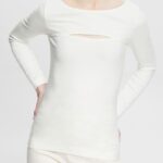 Women Esprit Off White Cut-out top Long Sleeve XF4444531