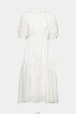 Women Esprit Off White Lightweight midi dress with balloon sleeves Dresses XF4444294 - Image 5