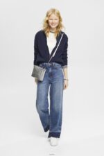 Women Esprit Off White Organic cotton structured jumper Sweaters XF4444275 - Image 2