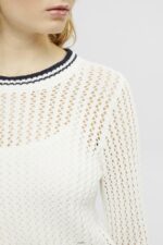Women Esprit Off White Organic cotton structured jumper Sweaters XF4444275 - Image 3
