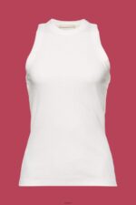 Women Esprit Off White Rib knit tank top Tank XF444493 - Image 5