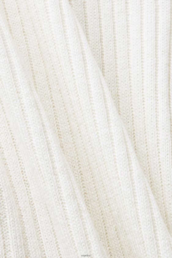 Women Esprit Off White Ribbed, sleeveless jumper, linen blend Sweaters XF4444108 - Image 4