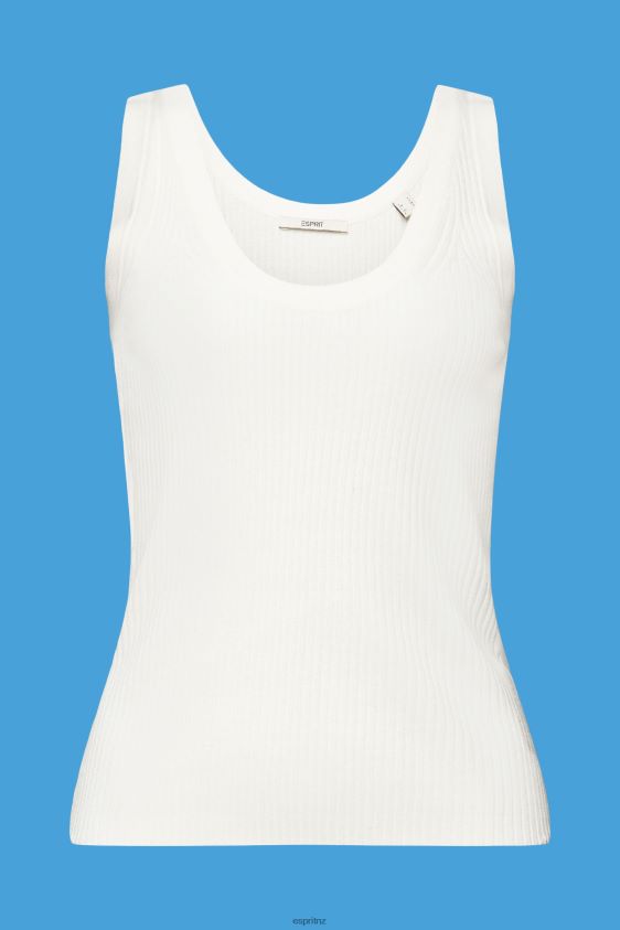 Women Esprit Off White Ribbed, sleeveless jumper, linen blend Sweaters XF4444108 - Image 5