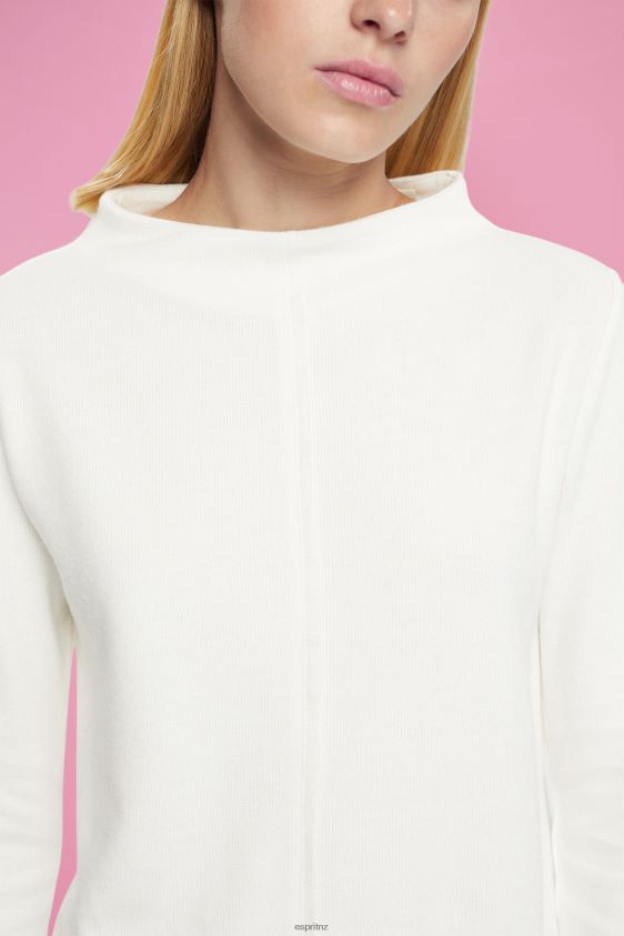 Women Esprit Off White Stand-up collar sweatshirt, cotton blend Sweatshirts & Hoodies XF4444446 - Image 3