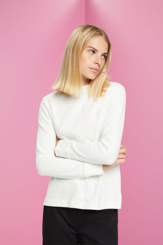 Women Esprit Off White Stand-up collar sweatshirt, cotton blend Sweatshirts & Hoodies XF4444446 - Image 1