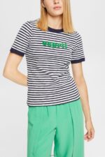Women Esprit Off White Striped logo t-shirt T-Shirts XF4444537