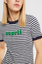 Women Esprit Off White Striped logo t-shirt T-Shirts XF4444537 - Image 3
