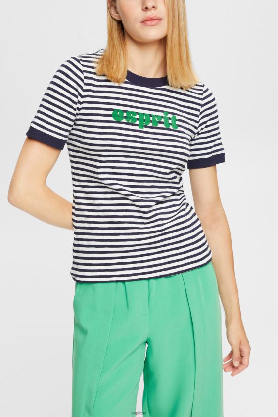 Women Esprit Off White Striped logo t-shirt T-Shirts XF4444537 - Image 1
