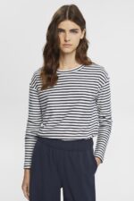Women Esprit Off White Striped long sleeve, 100% cotton Long Sleeve XF4444251