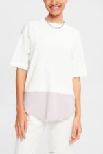 Women Esprit Off White Two-tone T-shirt T-Shirts XF4444393