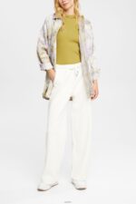Women Esprit Off White Wide leg sweatpants Trousers & Pants XF4444527 - Image 2