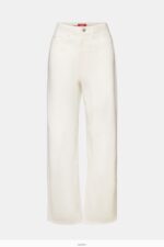 Women Esprit Off White Wide leg twill trousers, 100% cotton Trousers & Pants XF44444 - Image 5