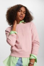 Women Esprit Old Pink Embroidered logo sweatshirt, organic cotton Sweatshirts & Hoodies XF444413