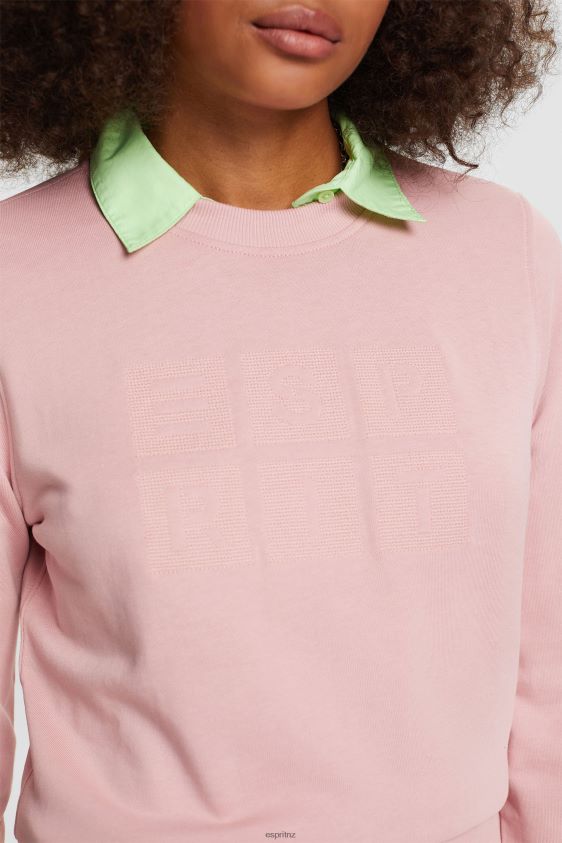 Women Esprit Old Pink Embroidered logo sweatshirt, organic cotton Sweatshirts & Hoodies XF444413 - Image 3
