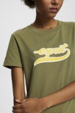 Women Esprit Olive Cotton T-shirt with printed logo T-Shirts XF4444144 - Image 3