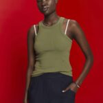 Women Esprit Olive Ribbed tank top Tank XF4444283