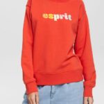 Women Esprit Orange Red Casual logo puff print sweatshirt Sweatshirts & Hoodies XF4444366