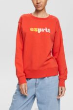 Women Esprit Orange Red Casual logo puff print sweatshirt Sweatshirts & Hoodies XF4444366