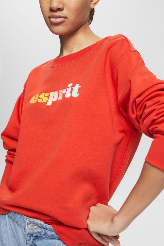 Women Esprit Orange Red Casual logo puff print sweatshirt Sweatshirts & Hoodies XF4444366 - Image 3