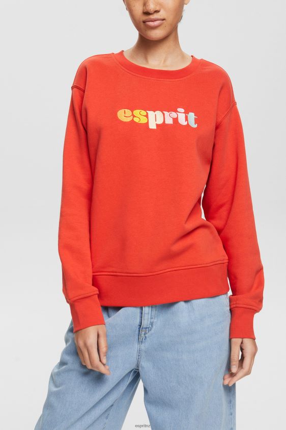 Women Esprit Orange Red Casual logo puff print sweatshirt Sweatshirts & Hoodies XF4444366 - Image 1