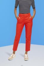Women Esprit Orange Red High-rise slim fit trousers Trousers & Pants XF4444270