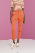 Women Esprit Orange Red Mid-rise cargo-style trousers Trousers & Pants XF4444271
