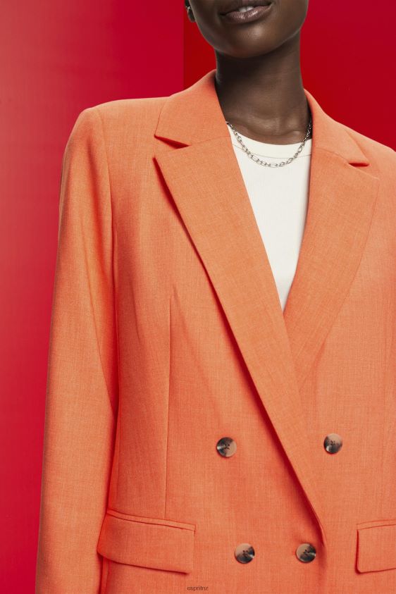 Women Esprit Orange Red Oversized double-breasted blazer Coats XF4444313 - Image 3