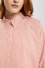 Women Esprit Orange Red Striped poplin blouse Blouses XF4444349 - Image 3