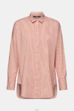 Women Esprit Orange Red Striped poplin blouse Blouses XF4444349 - Image 5