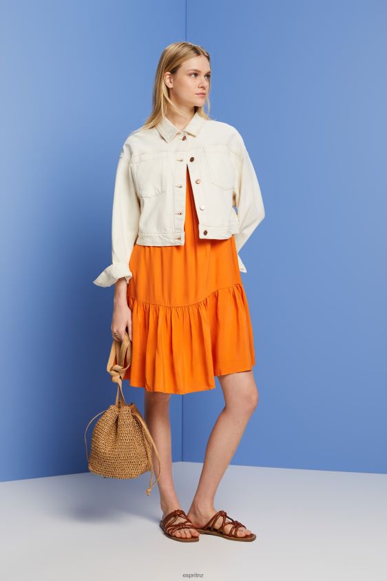 Women Esprit Orange Strappy dress with smock, TENCEL Dresses XF4444116 - Image 2