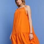 Women Esprit Orange Strappy dress with smock, TENCEL Dresses XF4444116