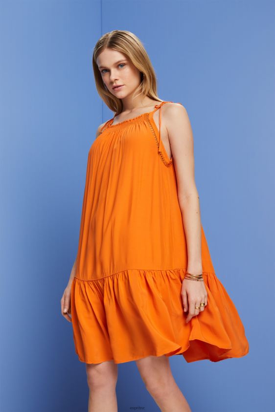 Women Esprit Orange Strappy dress with smock, TENCEL Dresses XF4444116 - Image 1