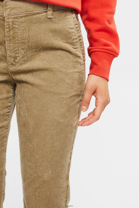 Women Esprit Pale Khaki Cord trousers Trousers & Pants XF4444346 - Image 3