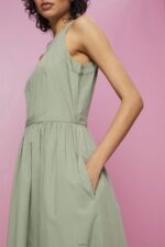 Women Esprit Pale Khaki Cotton Midi Dress Dresses XF4444184 - Image 3