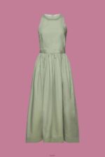 Women Esprit Pale Khaki Cotton Midi Dress Dresses XF4444184 - Image 5