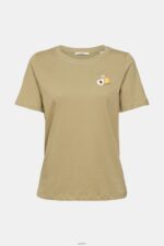 Women Esprit Pale Khaki T-shirt with embroidered motif T-Shirts XF4444557 - Image 5