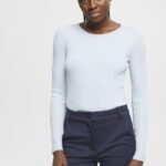 Women Esprit Pastel Blue Ribbed jumper Sweaters XF4444274