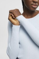 Women Esprit Pastel Blue Ribbed jumper Sweaters XF4444274 - Image 3