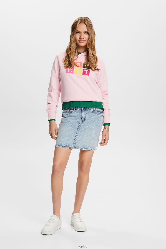 Women Esprit Pastel Pink Embroidered logo hoodie, organic cotton Sweatshirts & Hoodies XF444411 - Image 2