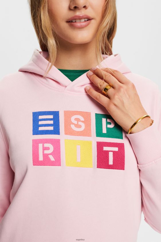 Women Esprit Pastel Pink Embroidered logo hoodie, organic cotton Sweatshirts & Hoodies XF444411 - Image 3