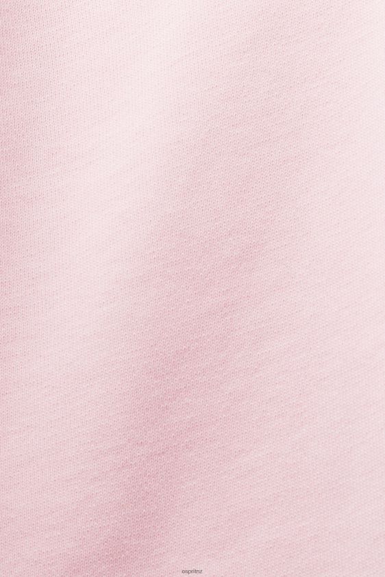 Women Esprit Pastel Pink Embroidered logo hoodie, organic cotton Sweatshirts & Hoodies XF444411 - Image 4