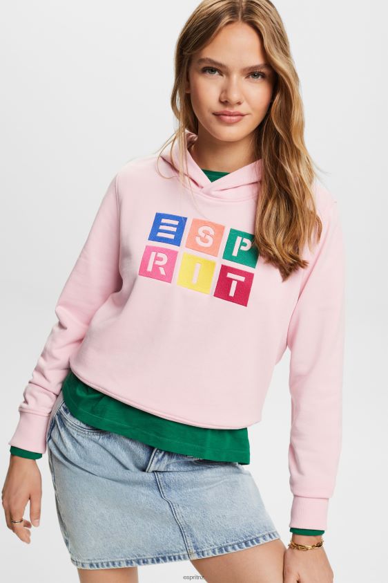 Women Esprit Pastel Pink Embroidered logo hoodie, organic cotton Sweatshirts & Hoodies XF444411 - Image 1