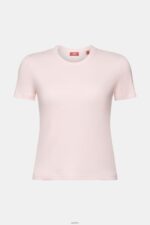 Women Esprit Pastel Pink Ribbed jersey t-shirt T-Shirts XF44442 - Image 5