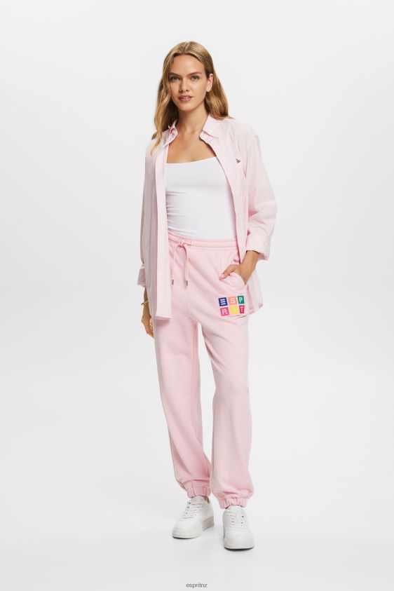 Women Esprit Pastel Pink Tracksuit bottoms with logo, organic cotton Trousers & Pants XF44446 - Image 2