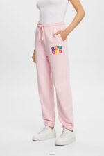 Women Esprit Pastel Pink Tracksuit bottoms with logo, organic cotton Trousers & Pants XF44446