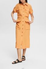 Women Esprit Peach Blended linen: shirt dress with a belt Dresses XF4444542 - Image 2