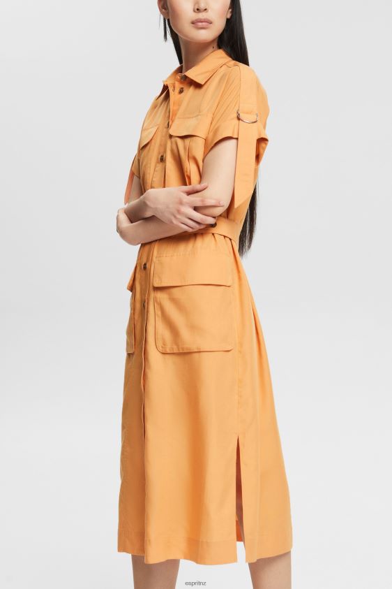 Women Esprit Peach Blended linen: shirt dress with a belt Dresses XF4444542 - Image 1